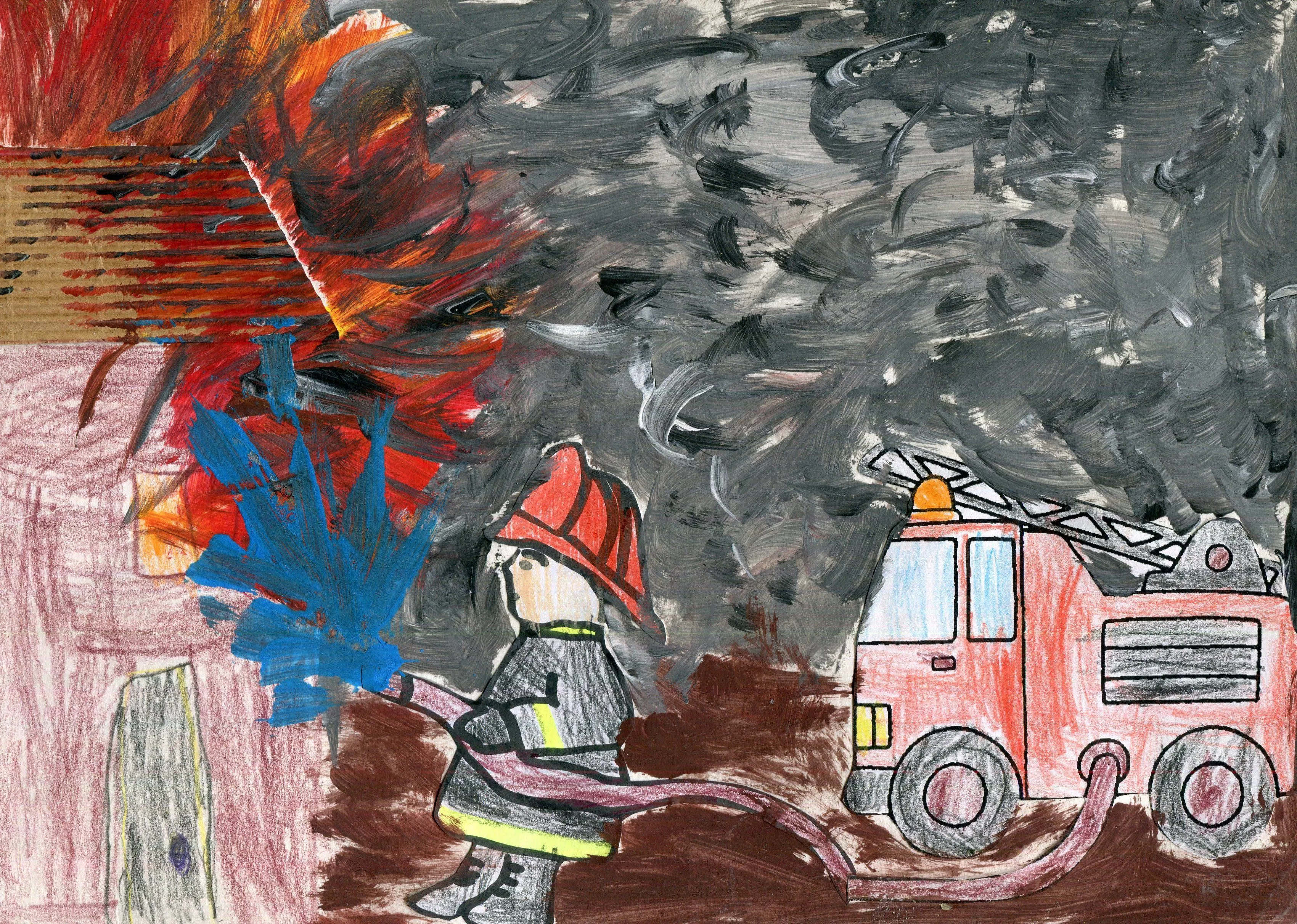 Poźar domu - Lena ŹYLKA - 2 месца 6 гадоў (4-6 гадоў) - Полшьча - Publiczne Przedszkole w Księźomierzy, ul. ul. Dzierzkowska 4, 23-275 Księźomierz