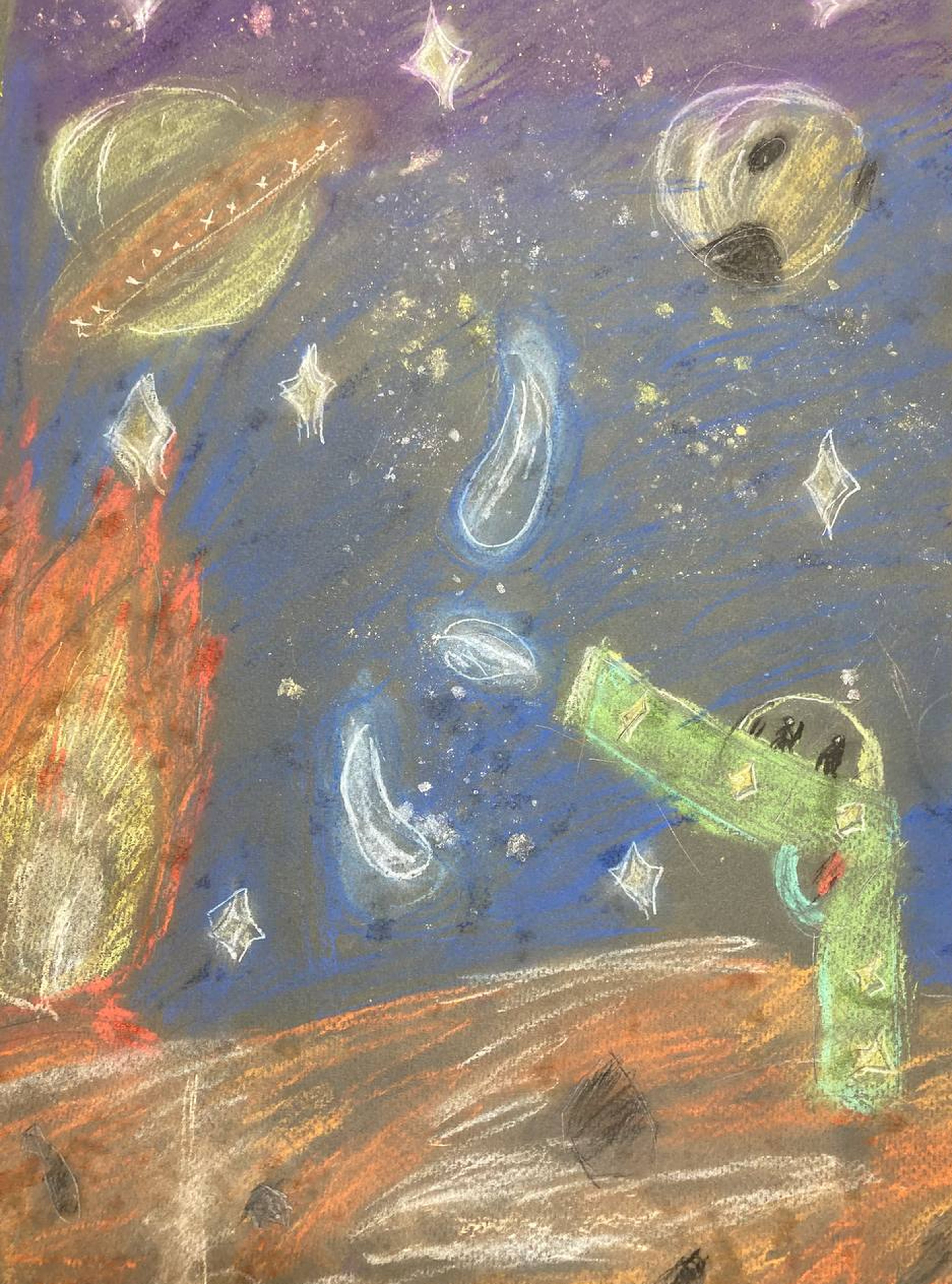 Пожар в космосе - Алана Саболевич - 1 месца 6 гадоў (4-6 гадоў) - Беларусь - Арт-школа "Фантазеры" Дрозд Екатерина Юльяновна